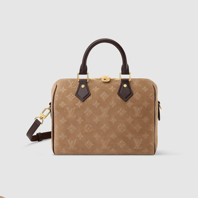 lv louis vuitton speedy bandoulière 25 monogram suede handbag #m2a383